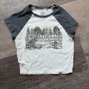 Everglades Raglan Tee - White with Charcoal Sleeves
